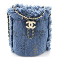 Denim Quilted Mood Mini Bucket With Chain Blue Multicolor
