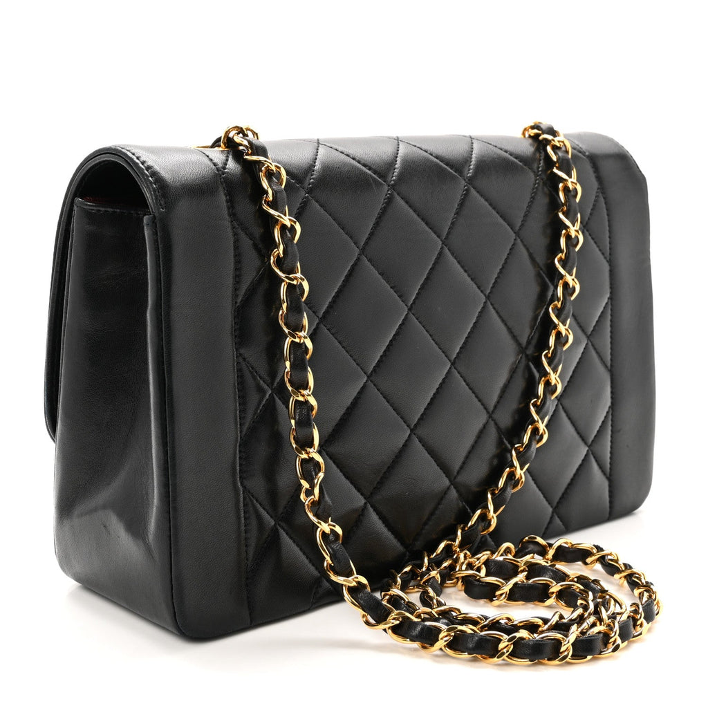 Lambskin Quilted Small Single Flap Black