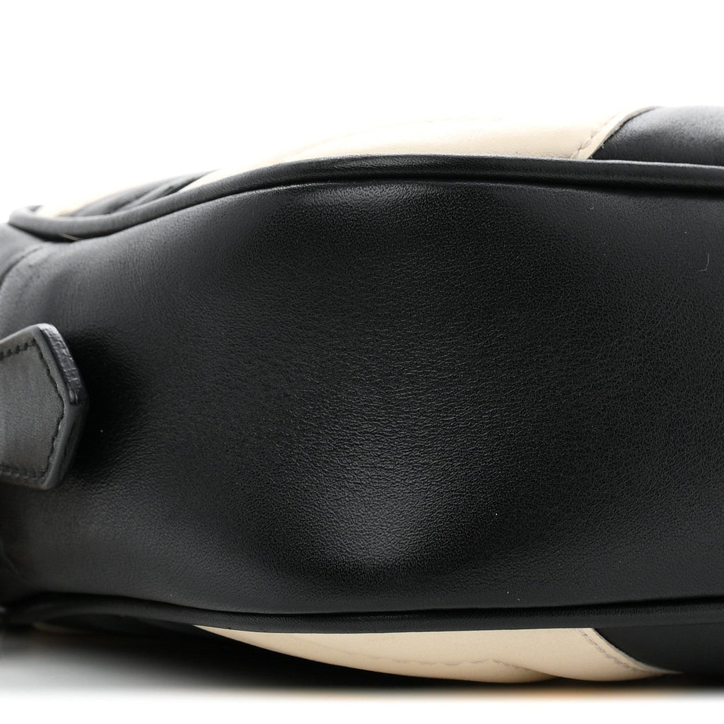 Calfskin Matelasse Mini GG Marmont Chain Shoulder Bag Black White