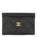 Caviar Quilted Card Holder Black