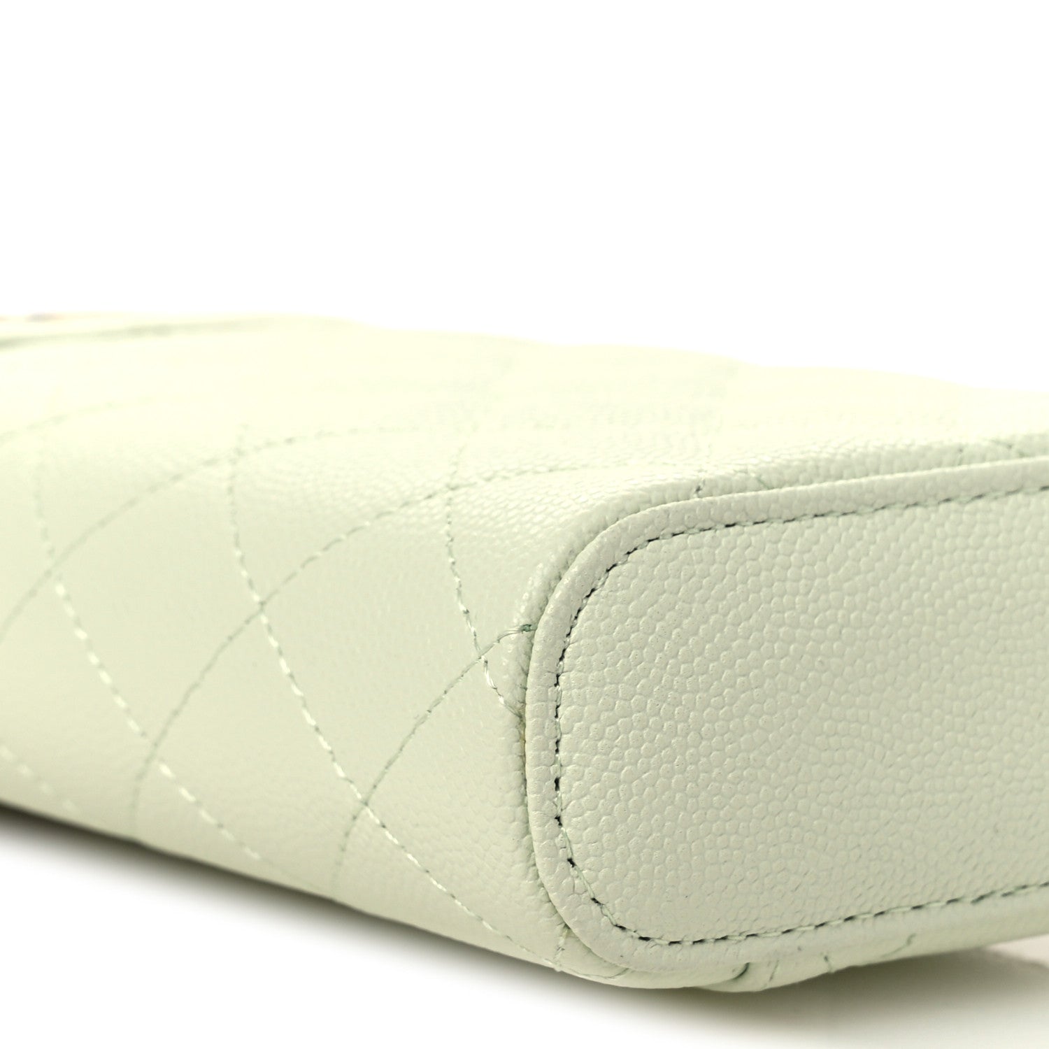 Caviar Quilted Phone Holder With Chain Light Green