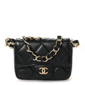 Lambskin Quilted Mini Chain Belt Bag Black
