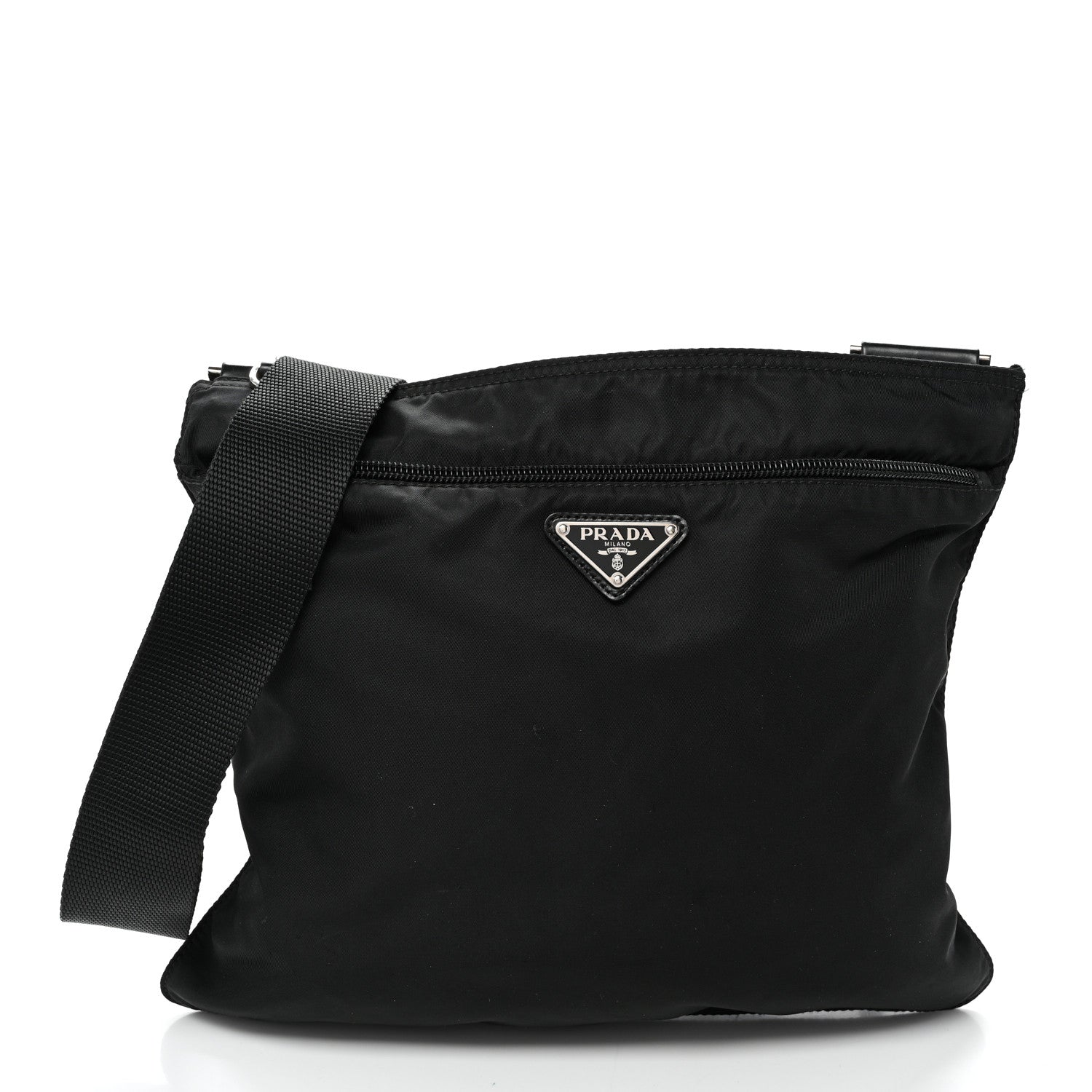 Nylon Vela Flat Messenger Bag Black