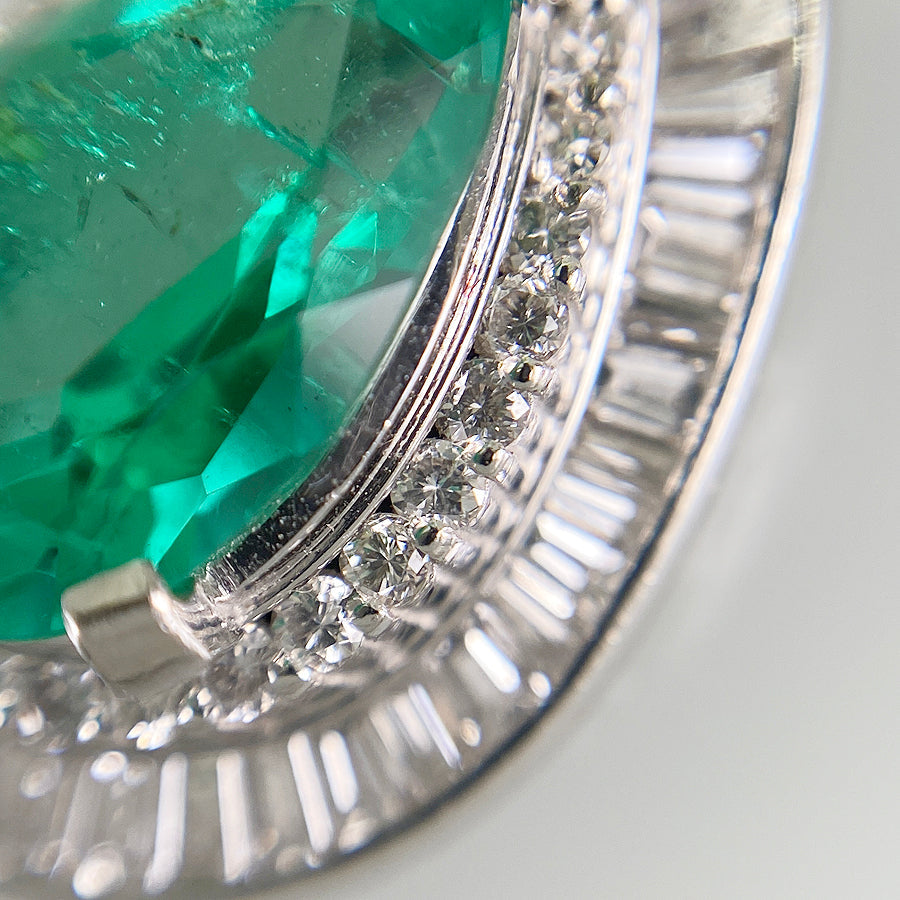 Pendant top Platinum Emerald