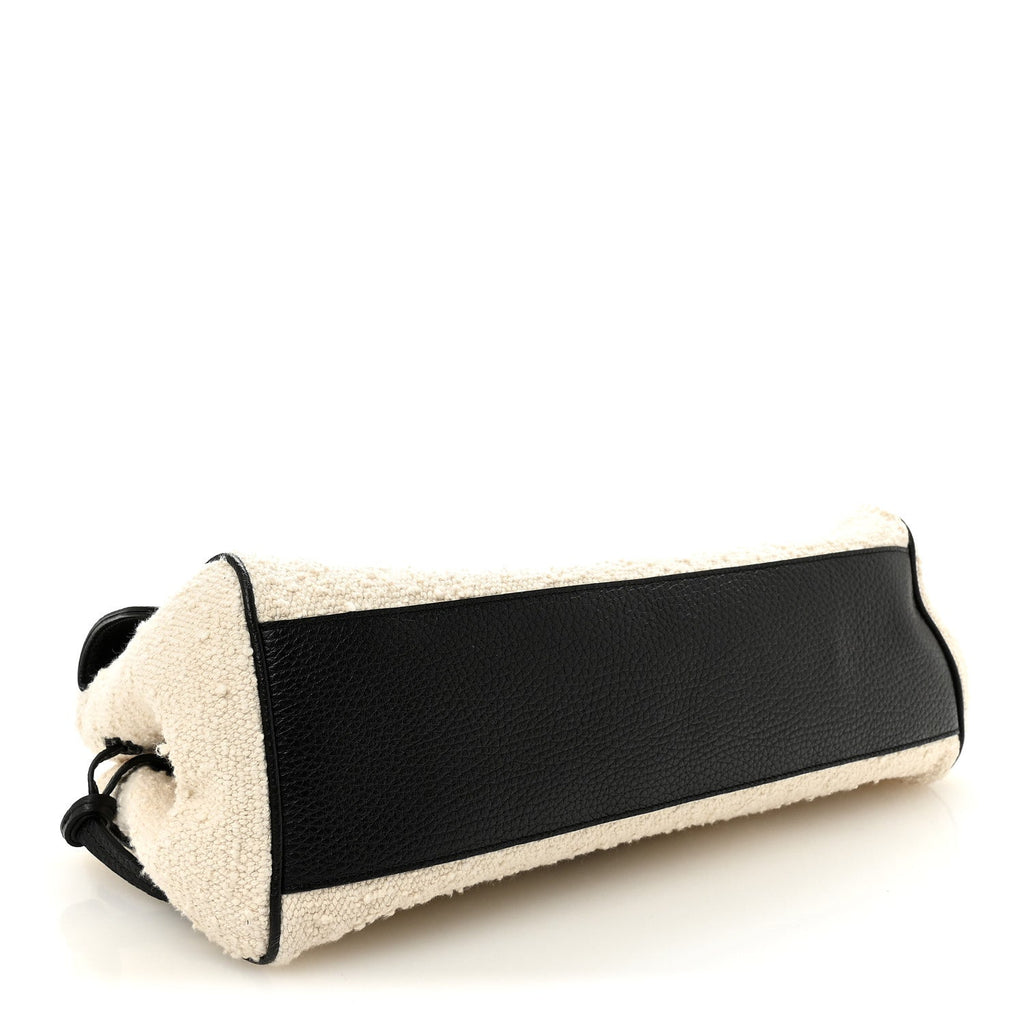 Grained Calfskin Boucle Urban Essentials Small Shopping Bag Ecru Black