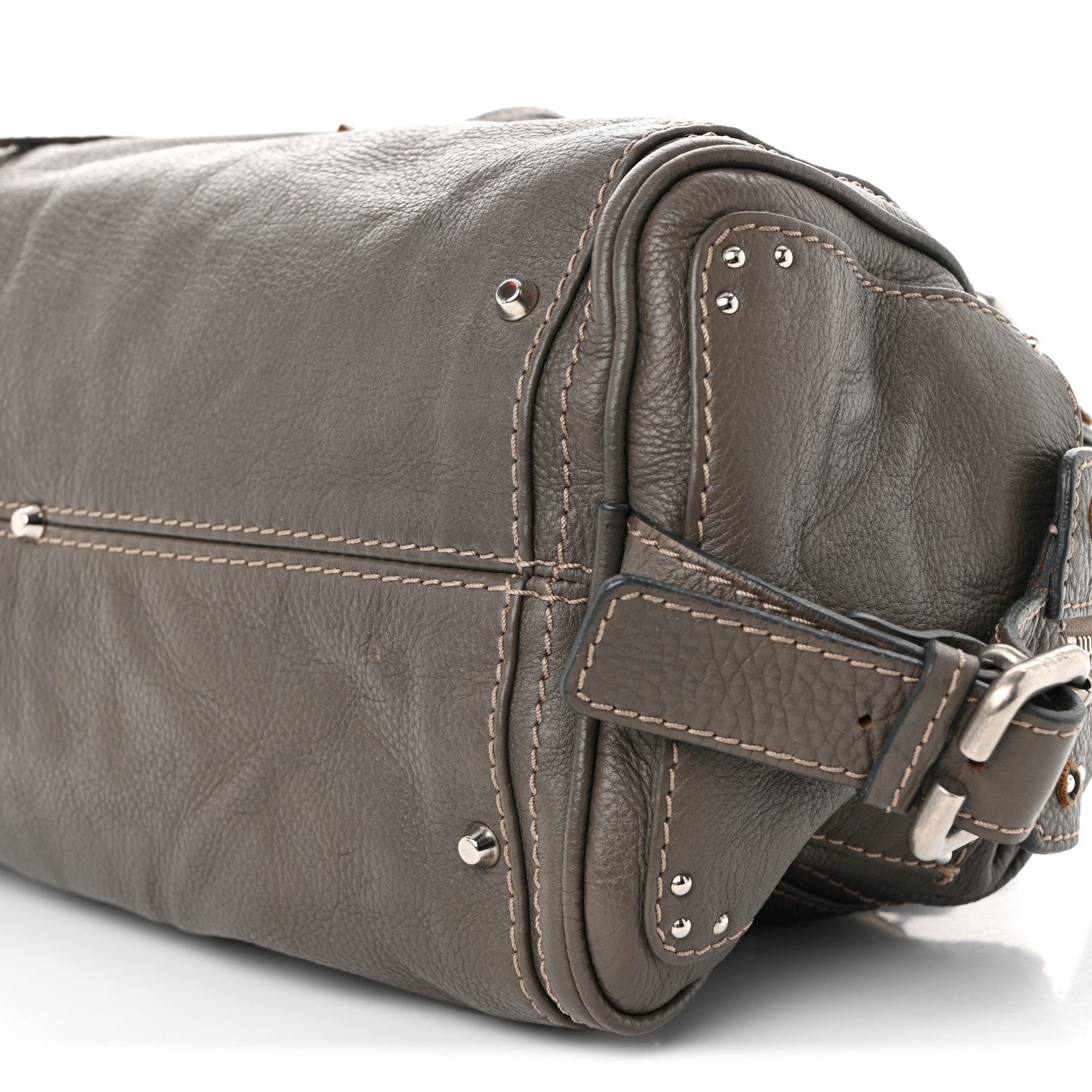 Calfskin Medium Paddington Satchel Gris Vert
