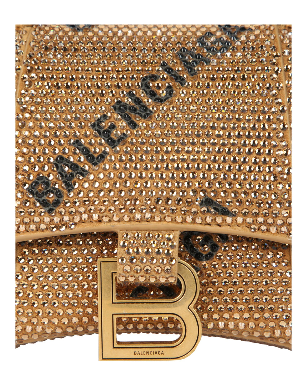 Balenciaga Womens Hourglass Xs Top Handle Bag With Allover Logo Strass