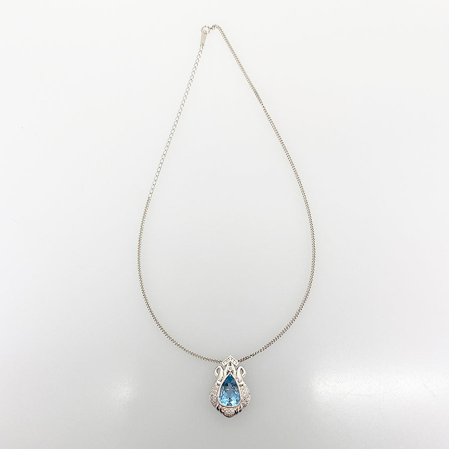 Necklace Platinum Platinum Aquamarine