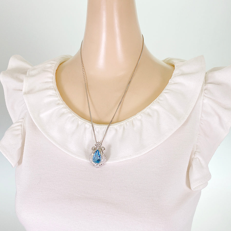 Necklace Platinum Platinum Aquamarine