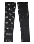 Dolce & Gabbana Black DG Logo Monogram Wool Stretch Arm Women's Sleeves