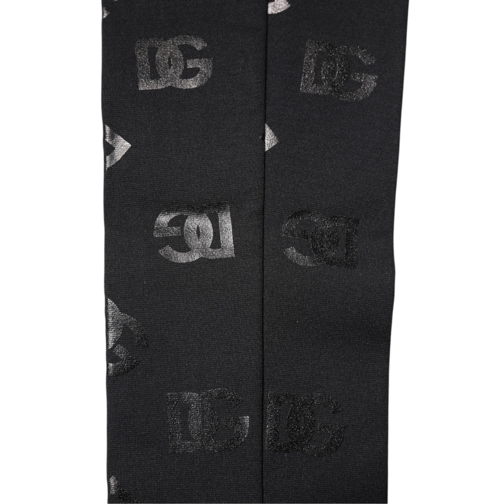 Dolce & Gabbana Black DG Logo Monogram Wool Stretch Arm Women's Sleeves