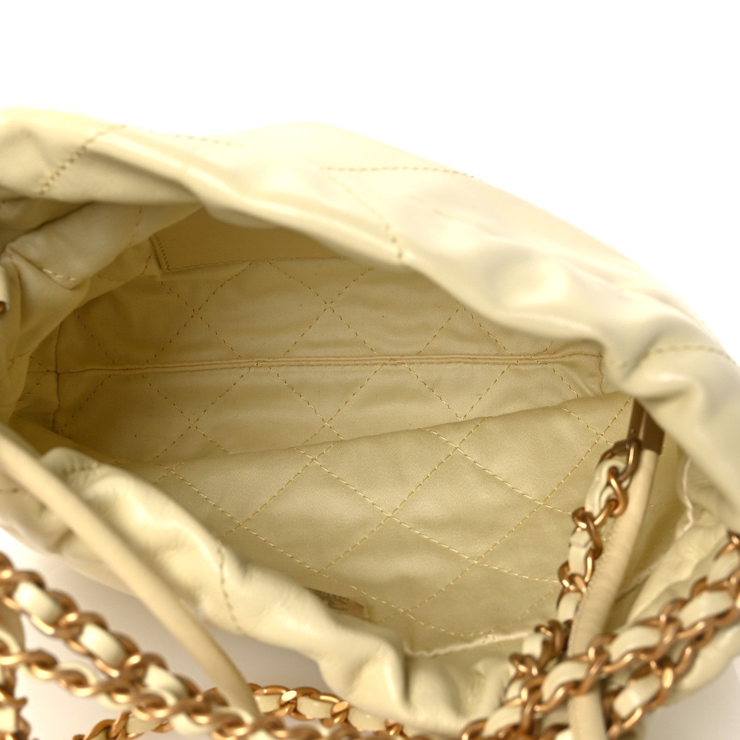Shiny Calfskin Quilted Mini Chanel 22 Light Yellow