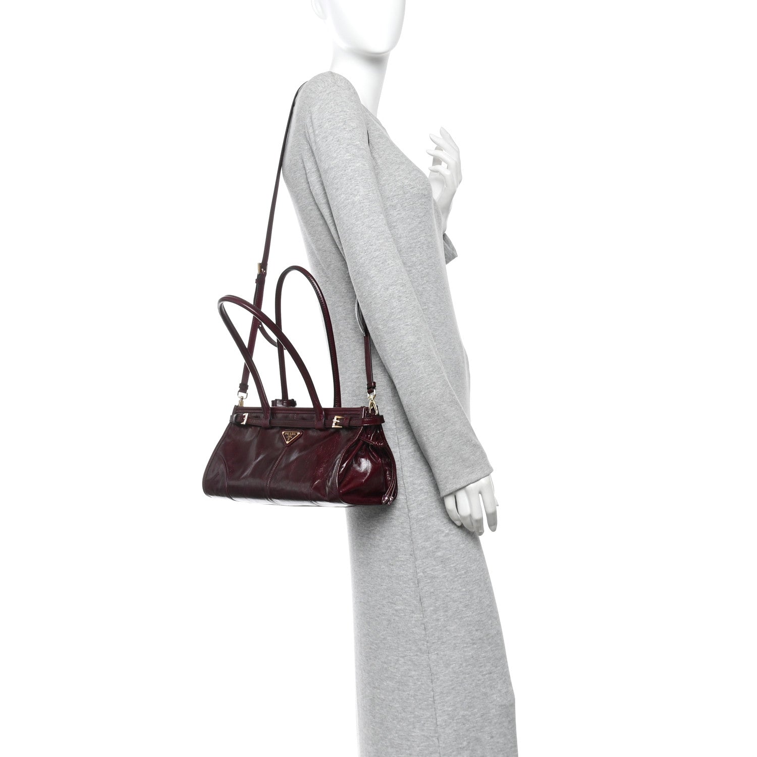 Shiny Nappa Medium Bonnie Shoulder Bag Bordeaux