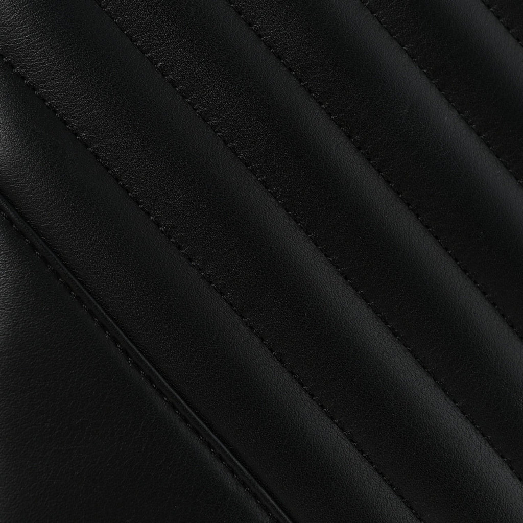 Calfskin Chevron Quilted Large Statement Flap Black