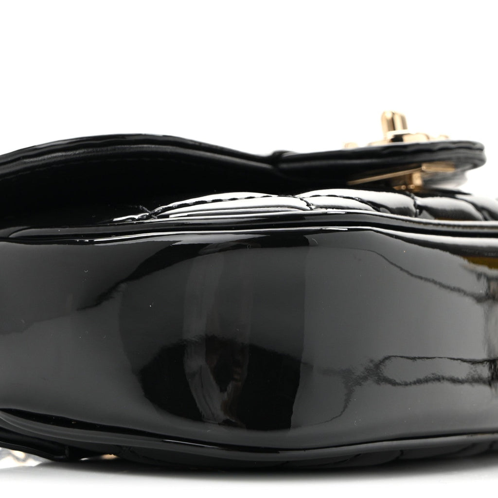 Patent Calfskin Quilted Mini Clutch Black