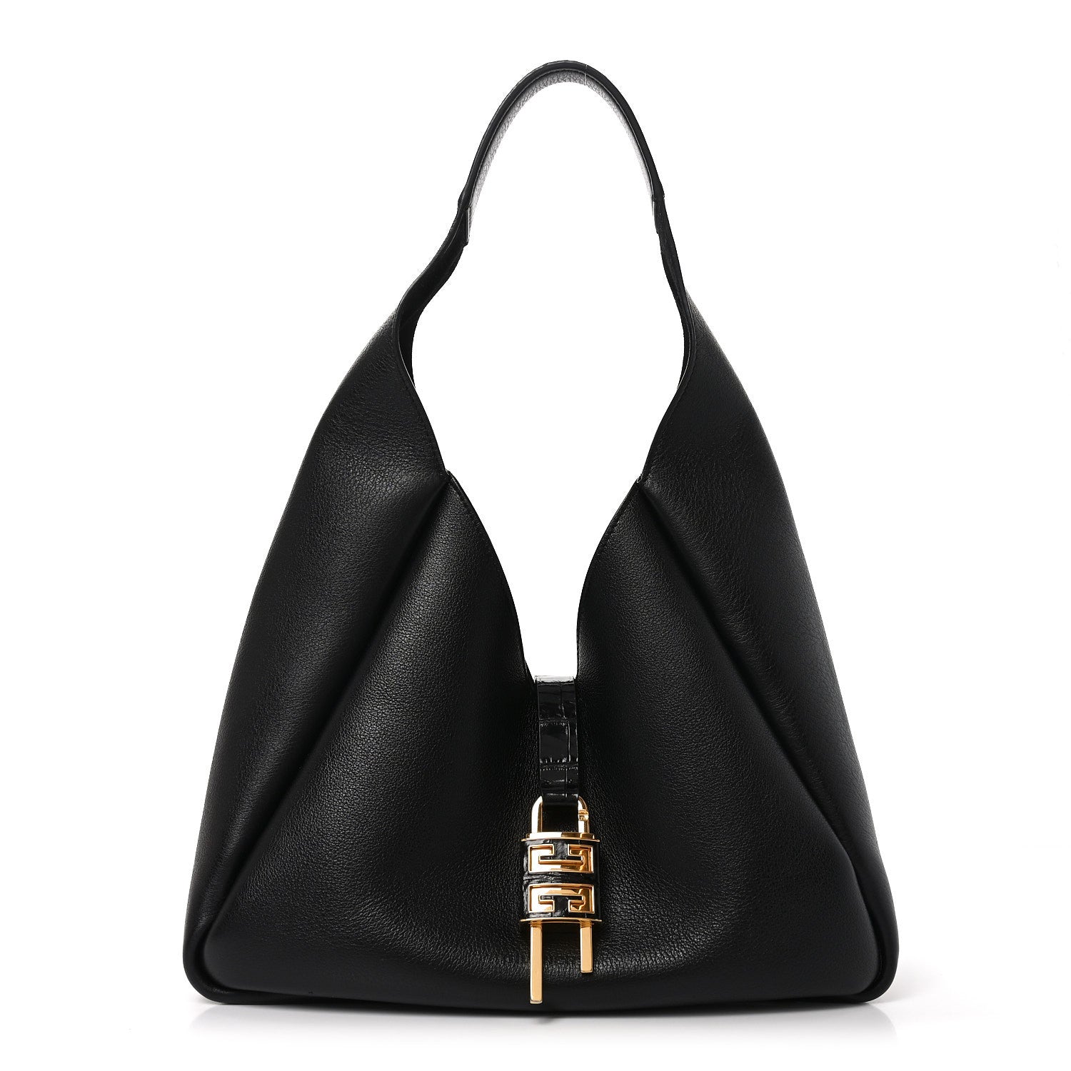 Calfskin Crocodile Embossed Medium G-Lock Hobo Black