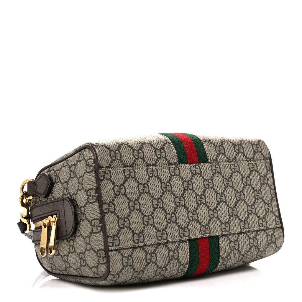 GG Supreme Monogram Web Small Ophidia Top Handle Bag Beige Ebony