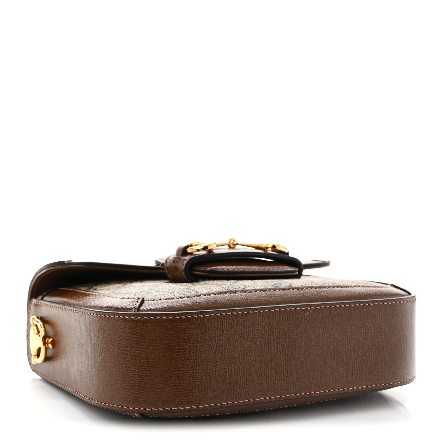 GG Supreme Monogram Web Mini Horsebit 1955 Shoulder Bag Beige Brown Sugar