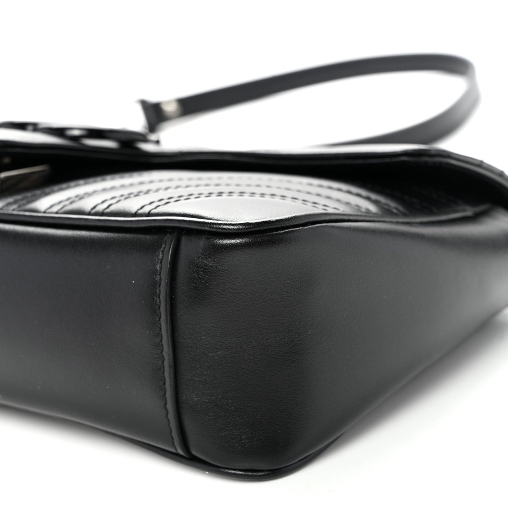 Calfskin Matelasse Monochrome Small GG Marmont Shoulder Bag Black