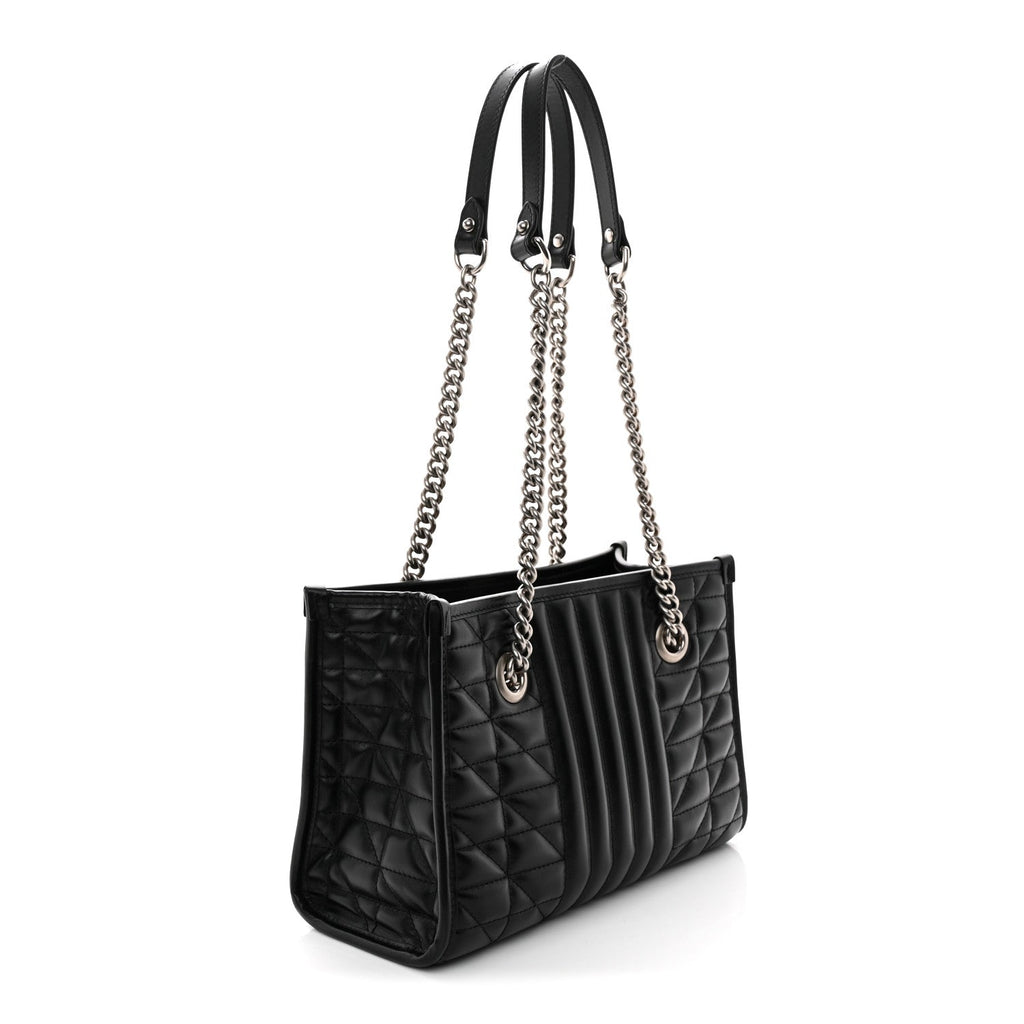 Calfskin Matelasse Aria Small GG Marmont Shoulder Tote Black
