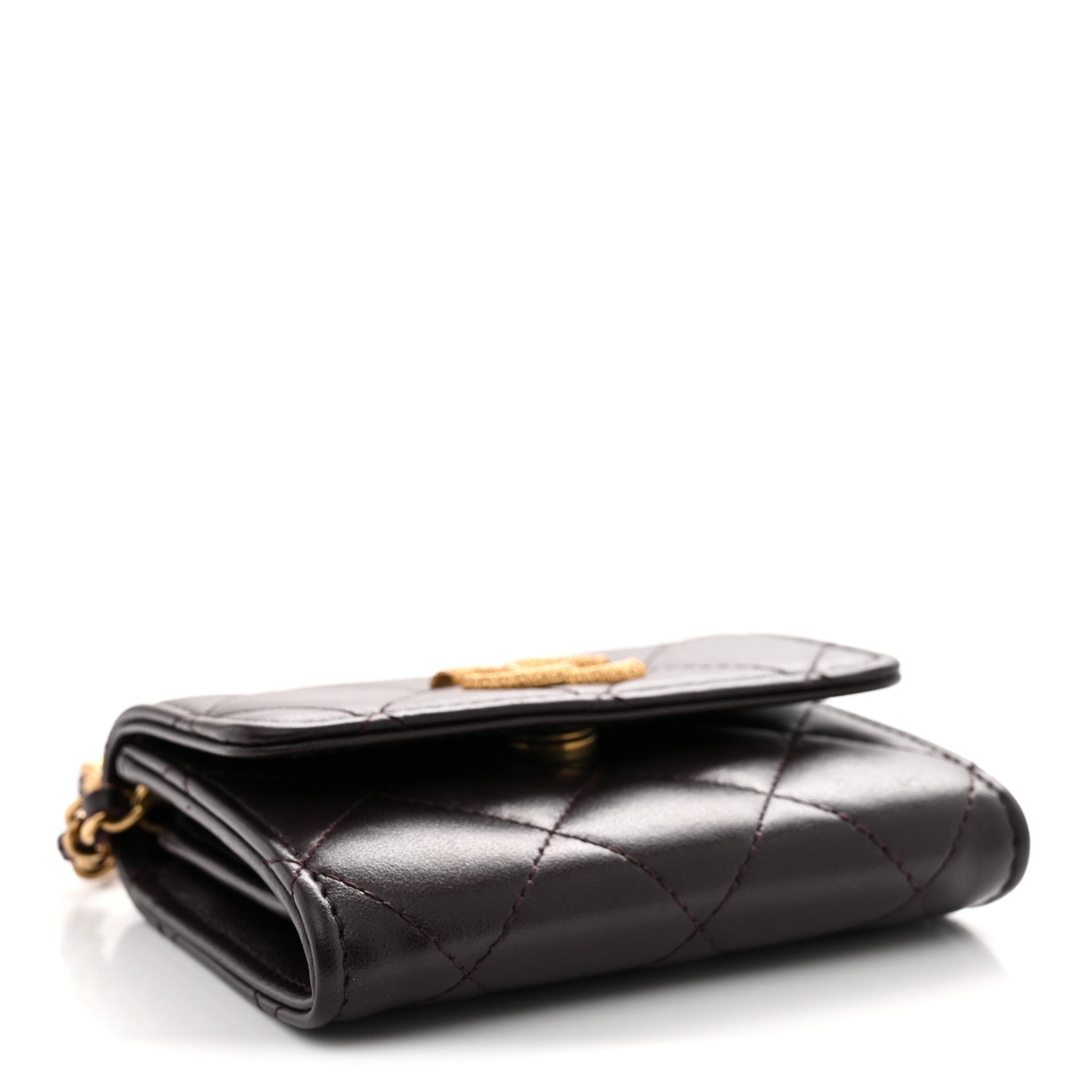 Lambskin Quilted Studded CC Clutch With Chain Dark Purple