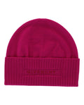 Givenchy Womens Ribbed Embroidered Logo Beanie