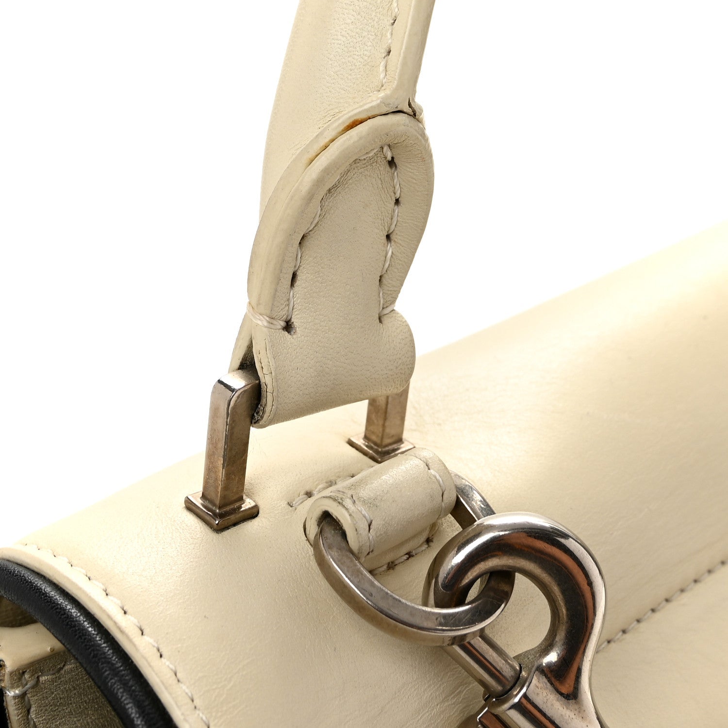 Smooth Calfskin Small Trapeze White Black