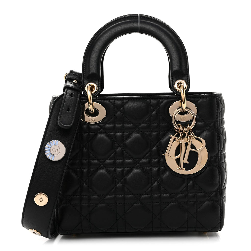 Lambskin Cannage Small Lucky Badges My Lady Dior Black