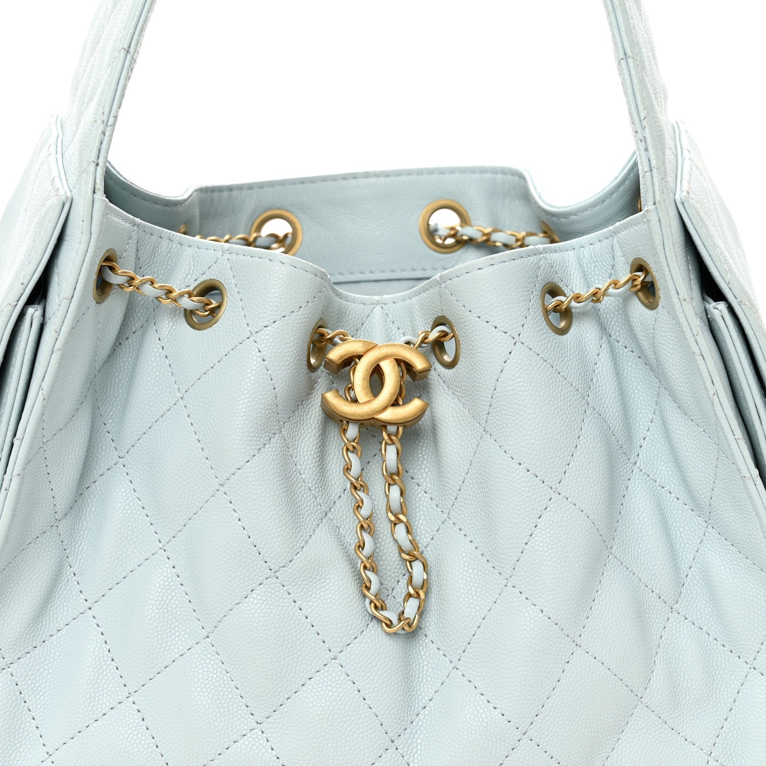 Caviar Quilted Small Chanel 25 Handbag Light Blue