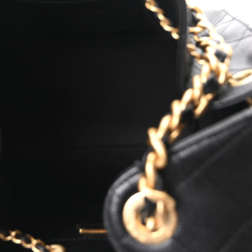Caviar Quilted Small Chanel 25 Handbag Black Black