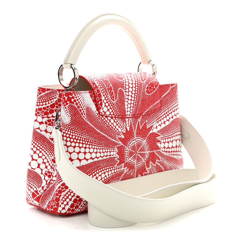 LV X YK Taurillon Psychedelic Flower Capucines BB Rouge