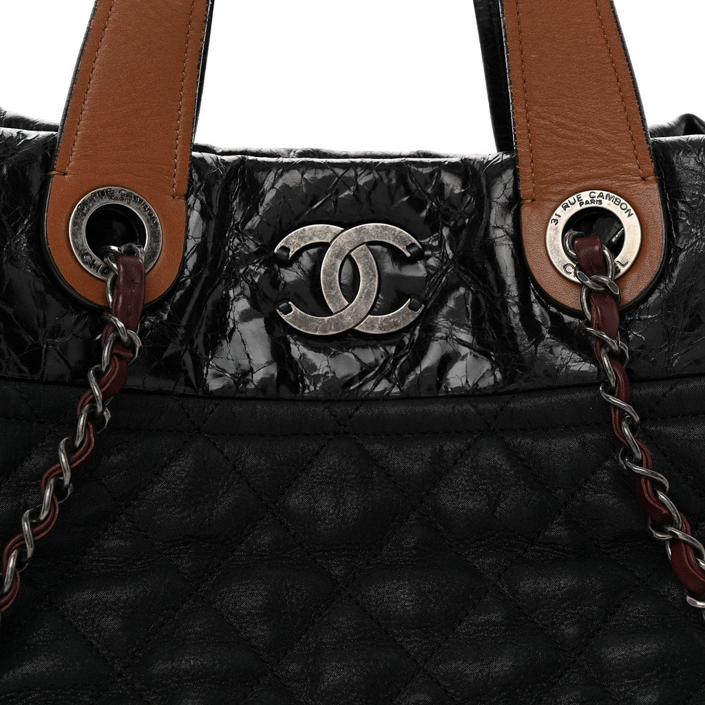 Iridescent Calfskin Small In The Mix Tote Dark Green