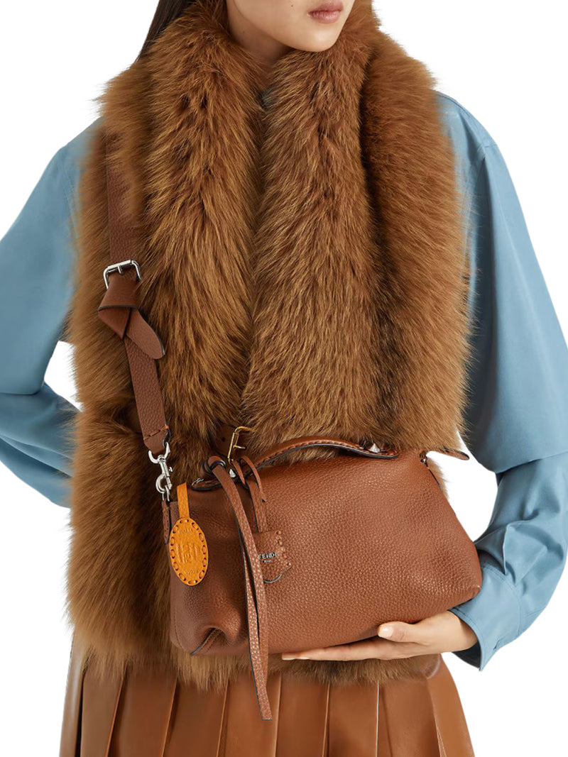 Fendi Women Caramel Leather Medium By The Way Reversible Handbag