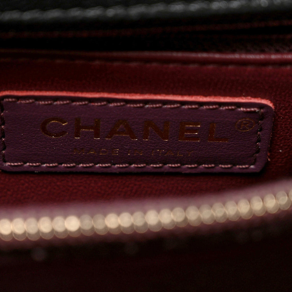 Caviar Quilted Small Coco Handle Flap Black
