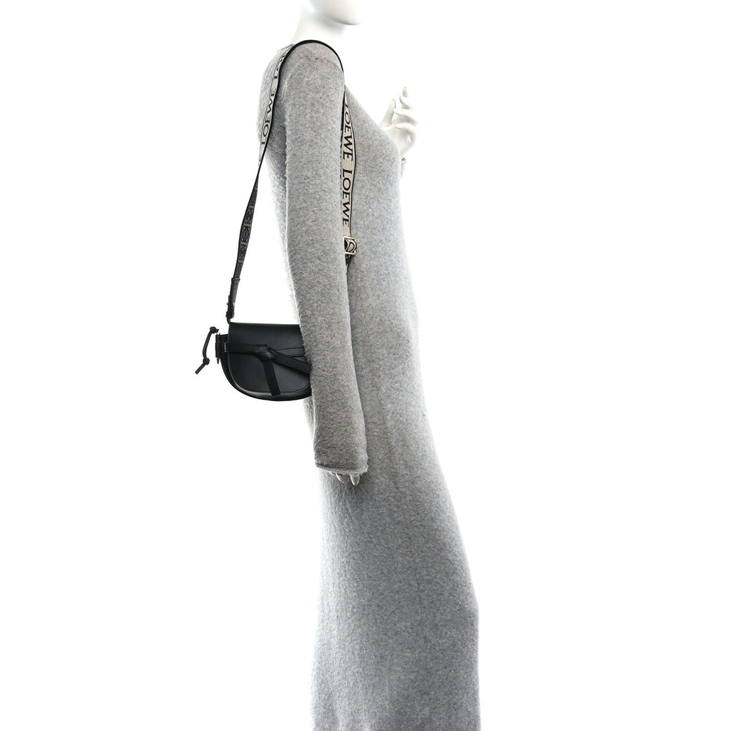 Calfskin Jacquard Mini Gate Dual Bag Black