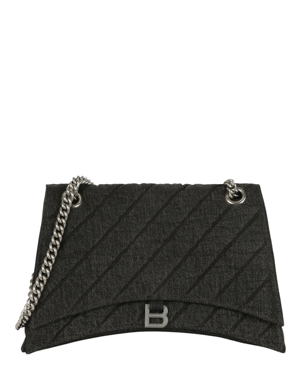 Balenciaga Womens Crush Medium Denim Shoulder Bag