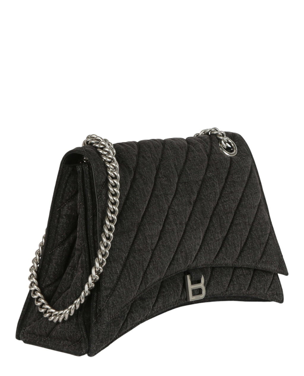 Balenciaga Womens Crush Medium Denim Shoulder Bag