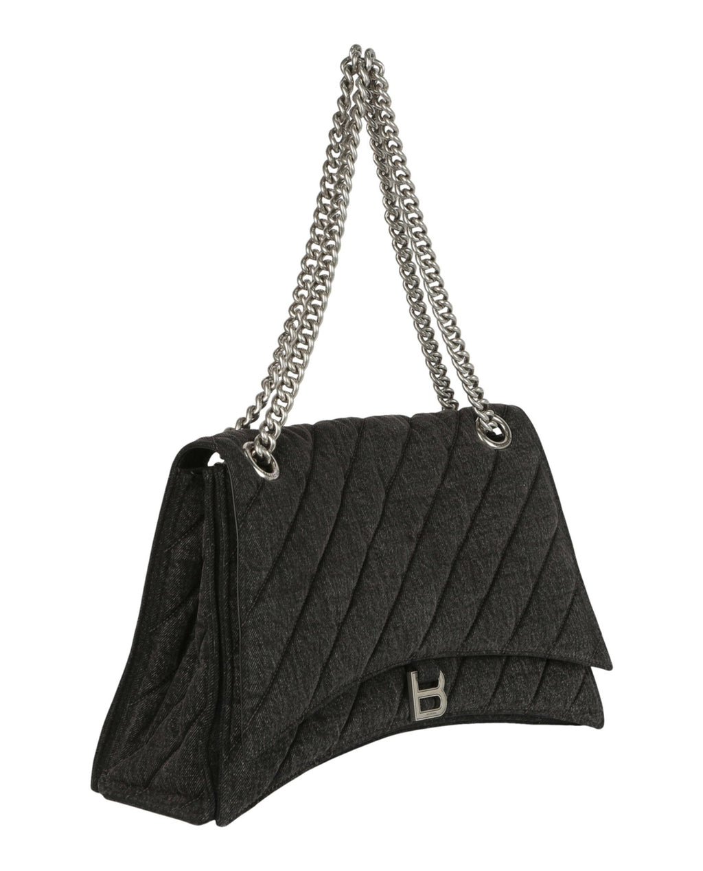 Balenciaga Womens Crush Medium Denim Shoulder Bag