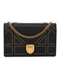 Calfskin Studded Diorama Wallet on Chain Pouch Black