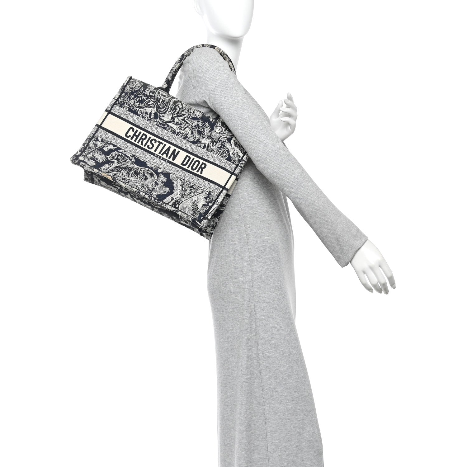 Canvas Embroidered Medium Dioriviera Toile De Jouy Reverse Book Tote Blue