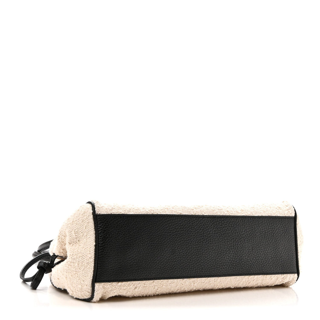 Grained Calfskin Boucle Urban Essentials Small Shopping Bag Ecru Black