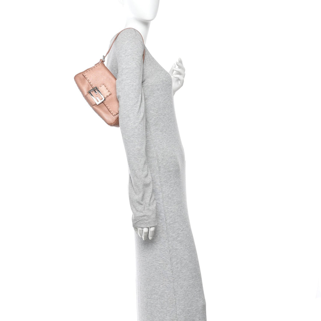 Calfskin Romano Selleria Mini Mama Baguette Bois De Rose