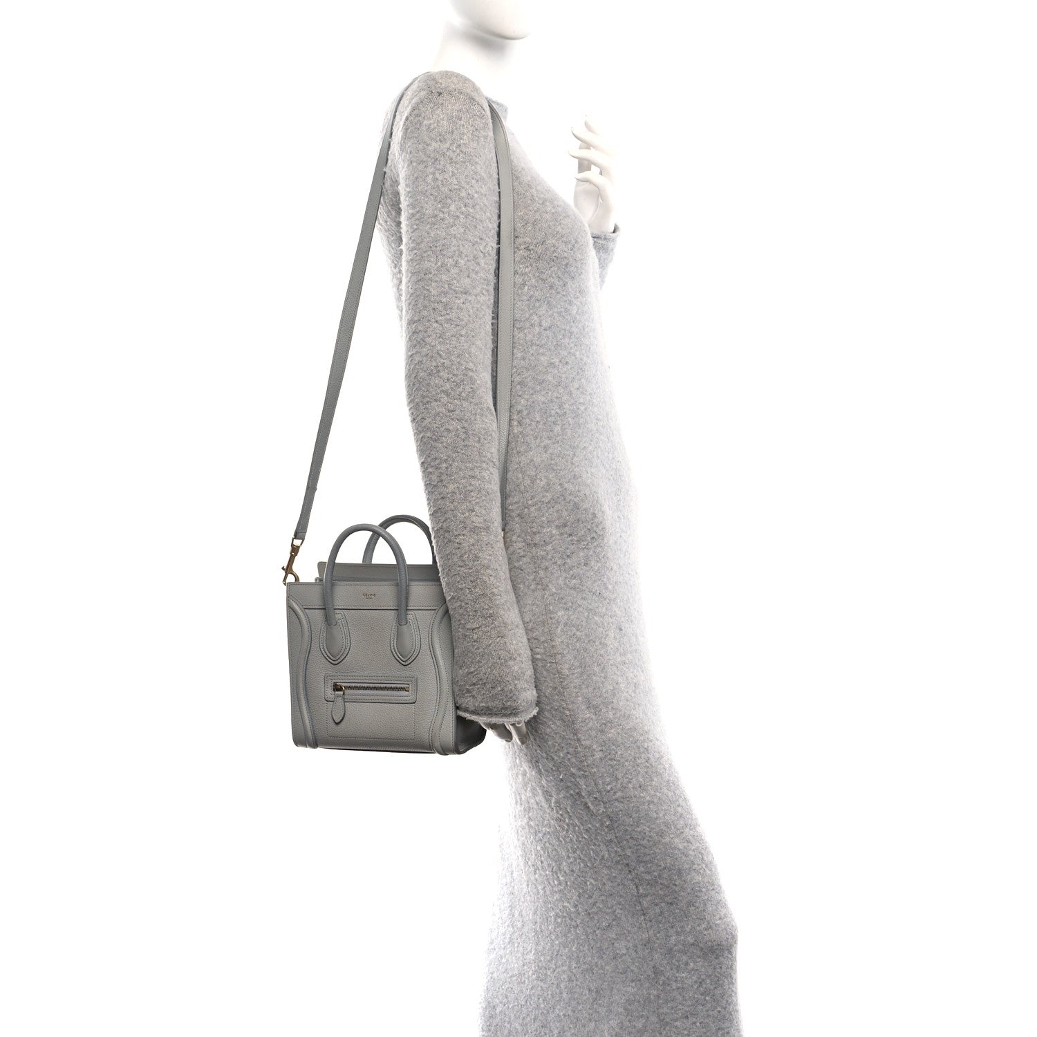 Drummed Calfskin Nano Luggage Pearl Blue
