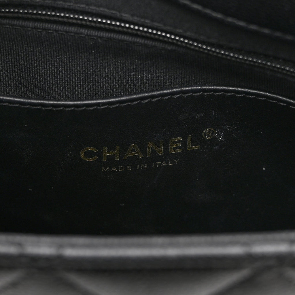 Caviar Quilted Camellia Chain Around Backpack Black