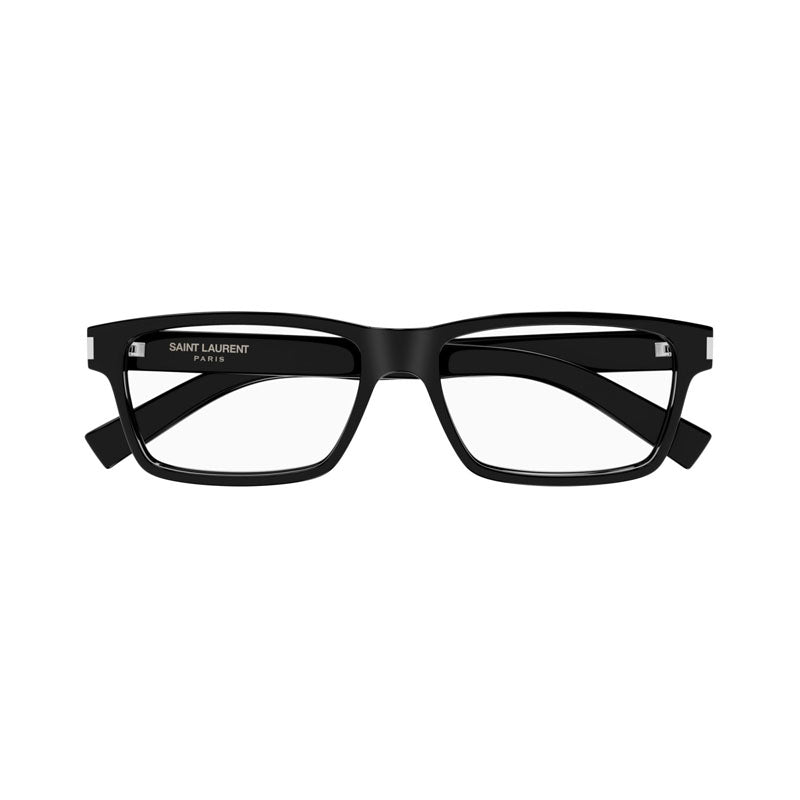 Saint Laurent Eyeglasses Rectangle Full Rim, Black Frame and Clear Demo Lenses Lens SL622007