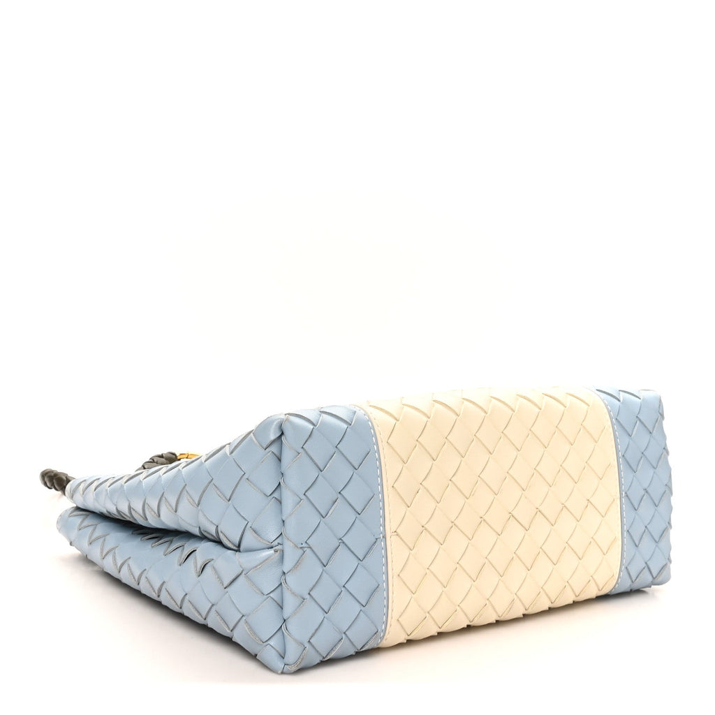 Nappa Intrecciato Medium Andiamo Shoulder Bag Sea Salt Ice Khaki