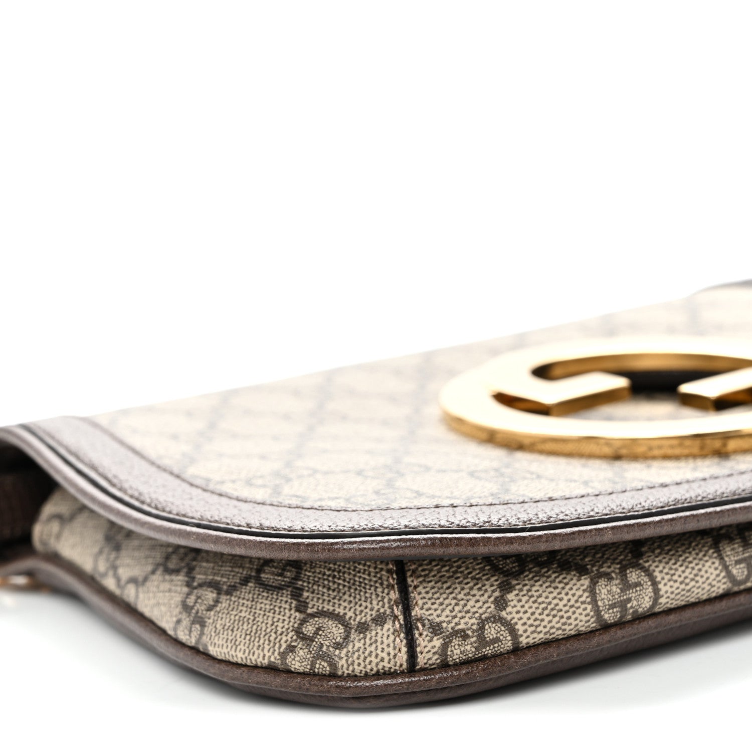 GG Supreme Monogram Textured Dollar Calfskin Blondie Chain Shoulder Flap Bag Beige Ebony New Acero