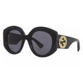Gucci Sunglasses Round Full Rim, Black Frame and Grey Lens GG1308S001