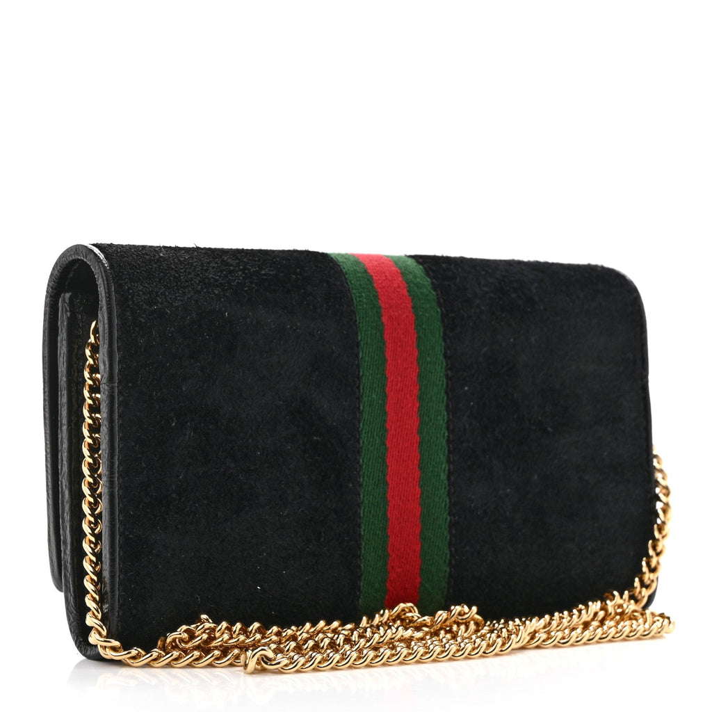Suede Patent Web Ophidia Wallet On Chain Black