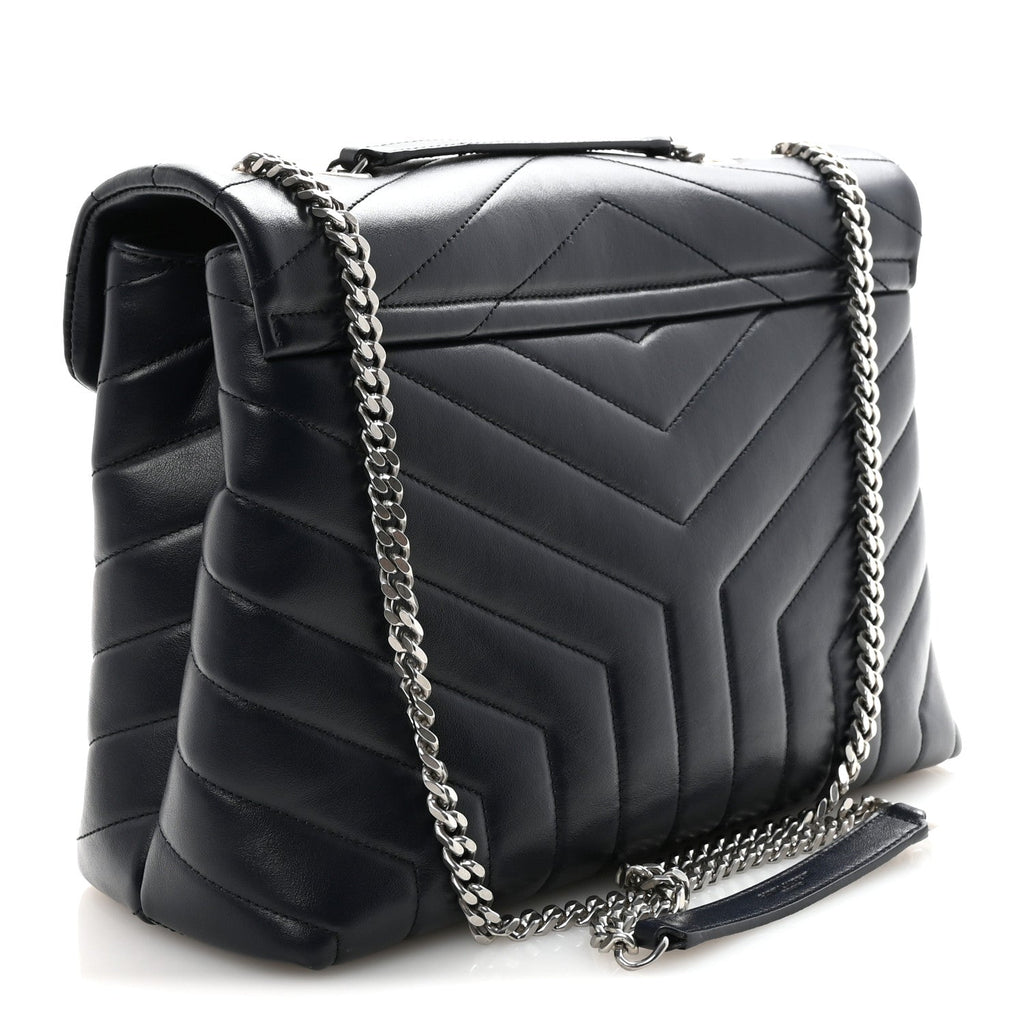 Calfskin Y Quilted Monogram Medium Loulou Chain Satchel Deep Marine